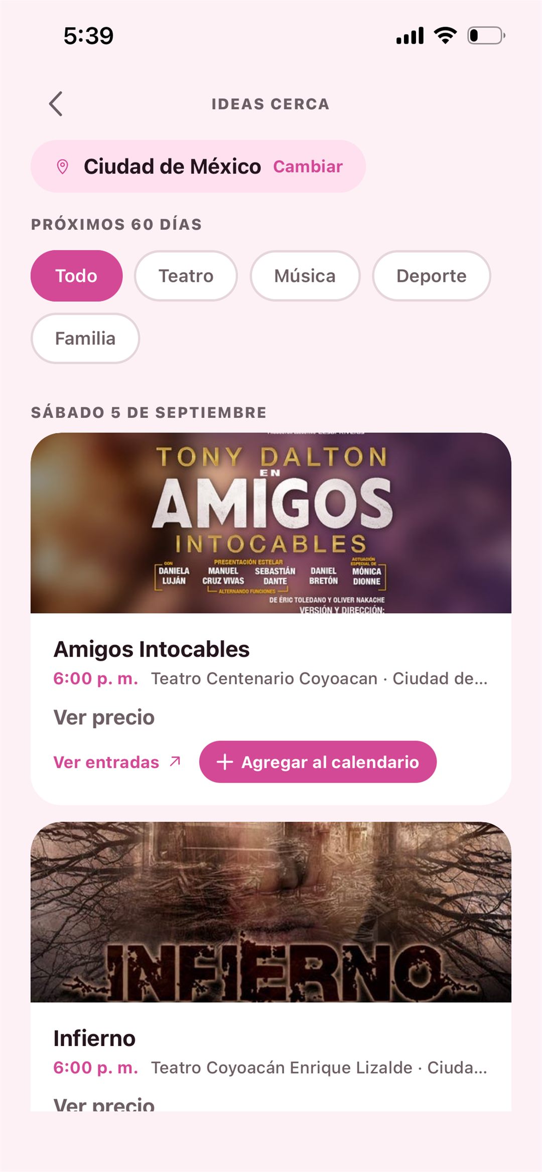La cartelera de Ideas cerca con los eventos de los próximos días en su ciudad.